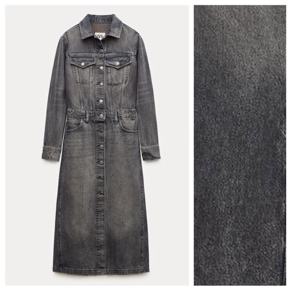 ZARA DENIM SHIRTDRESS ZW COLLECTION GRAY SZ S - Picture 5 of 13